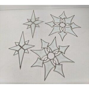 Lot 4 Stained Glass Star Snowflake Suncatchers Winter Christmas